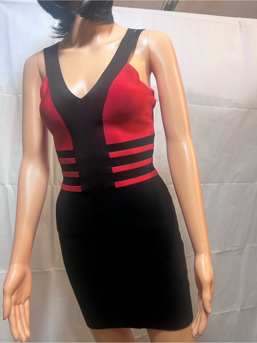 Guess by Marciano Red and Black Bodycon Mini Dress